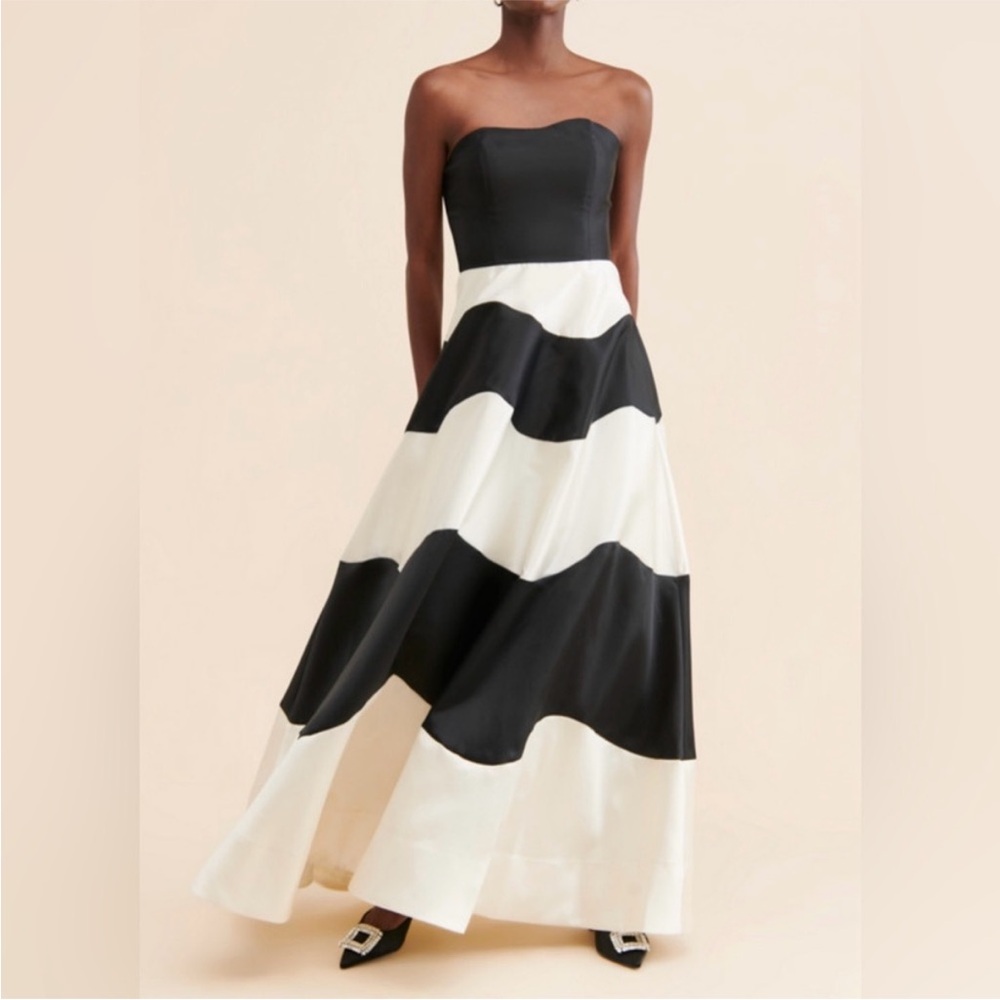 Hutch Black and White Strapless Gown